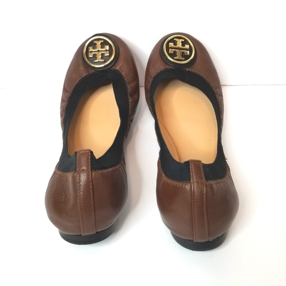 Tory Burch Leather Caroline Ballet Flats - Brown/Black